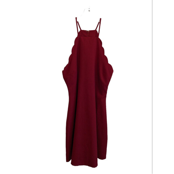 Lulus Dresses & Skirts - Lulu's Dress Womens L Red Endlessly Endearing Scalloped Trim Sleeveless Mini